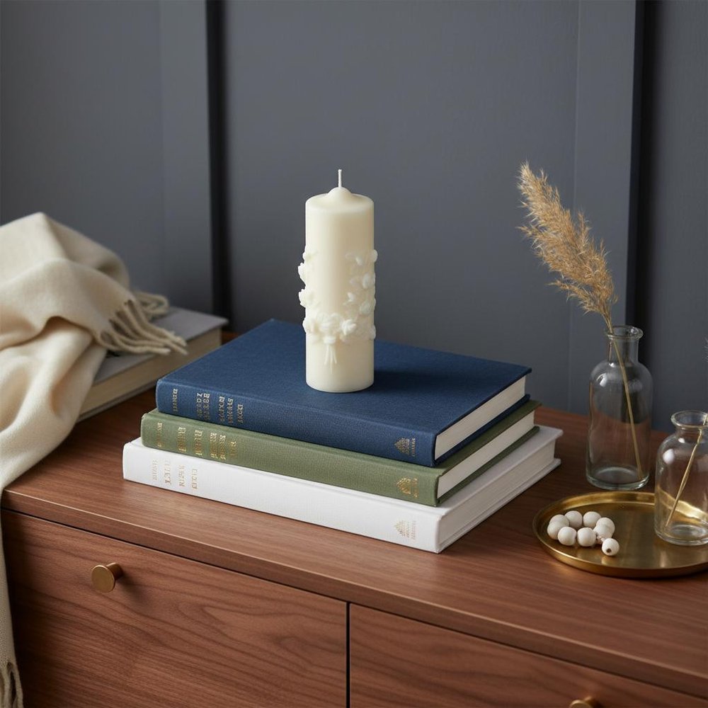 2" Ivory White Tea Scented Candle Round Pillar