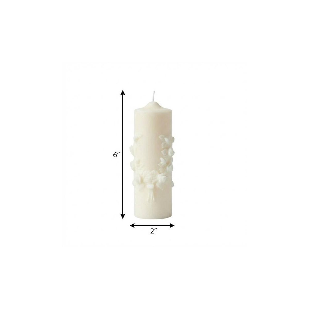 2" Ivory White Tea Scented Candle Round Pillar