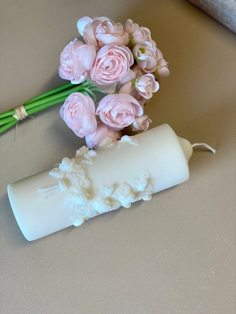 2" Ivory White Tea Scented Candle Round Pillar