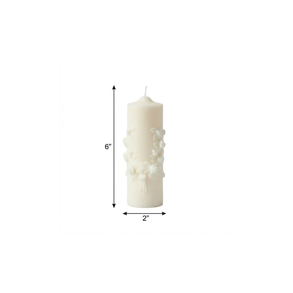 2" Ivory White Tea Scented Candle Round Pillar