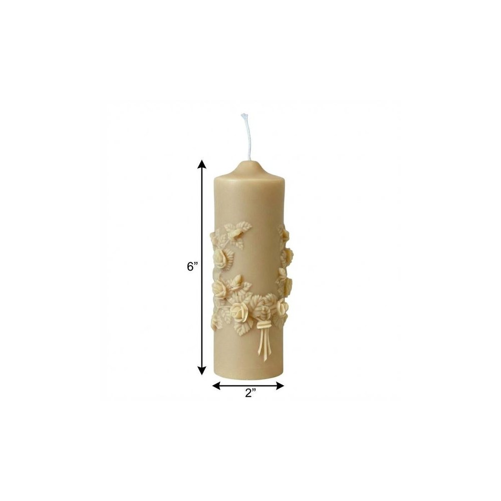 2" Almond White Tea Scented Candle Round Pillar