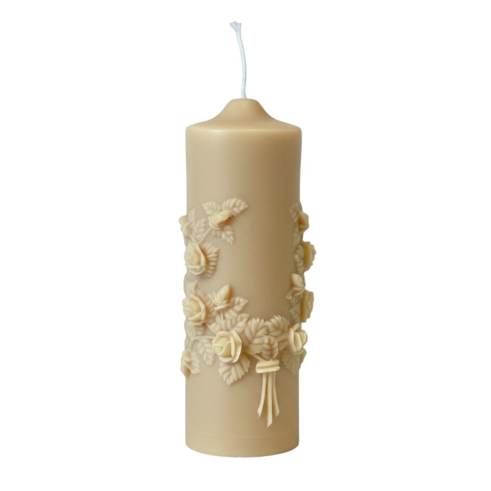 2" Almond White Tea Scented Candle Round Pillar