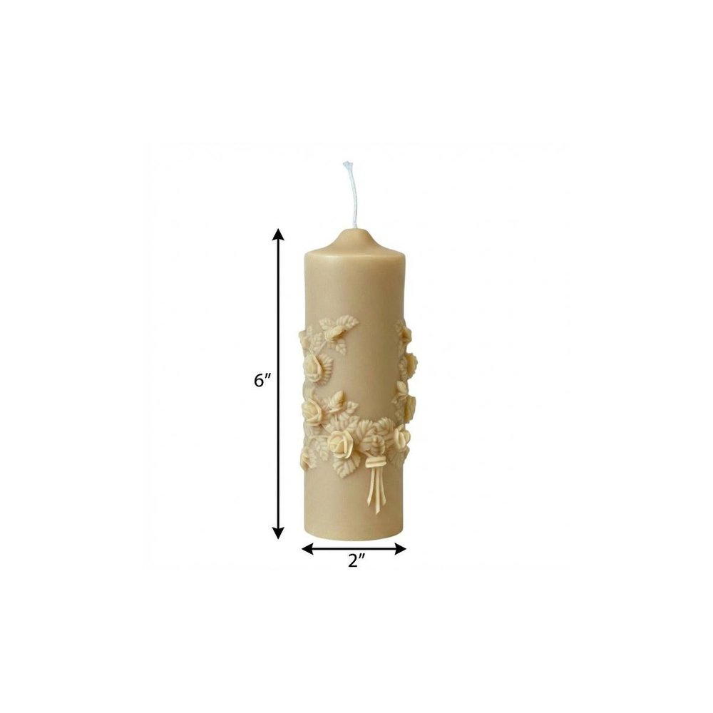2" Almond White Tea Scented Candle Round Pillar