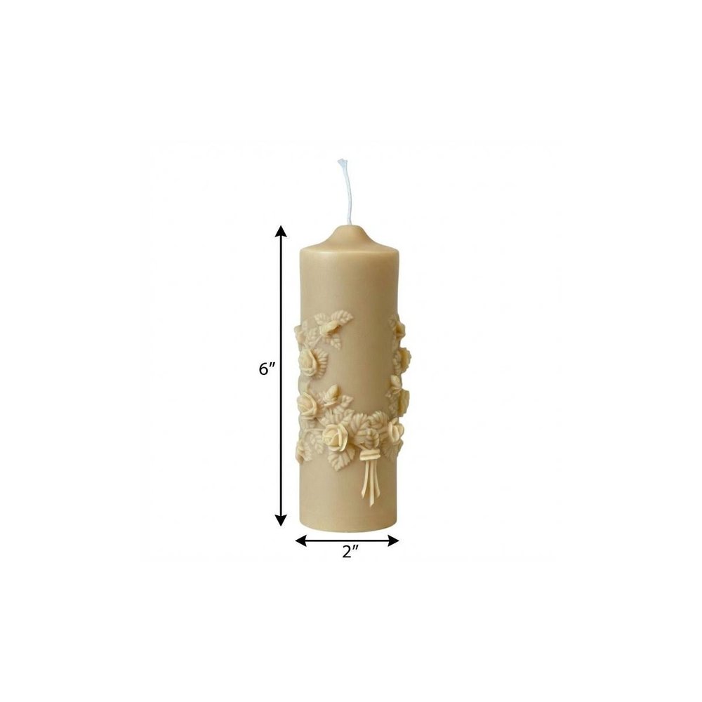2" Almond White Tea Scented Candle Round Pillar