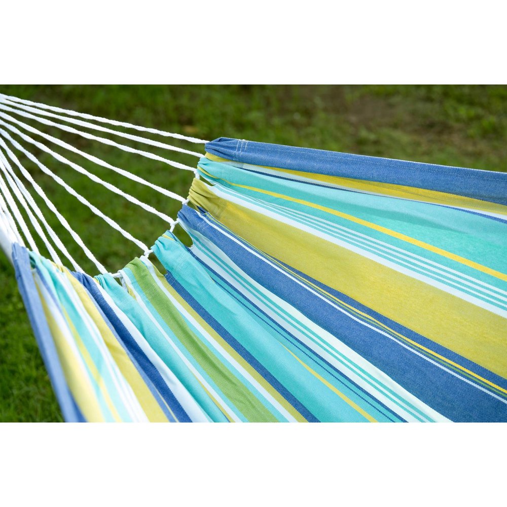 Blue Green And Yellow Striped Single Spreader Bar Hammock