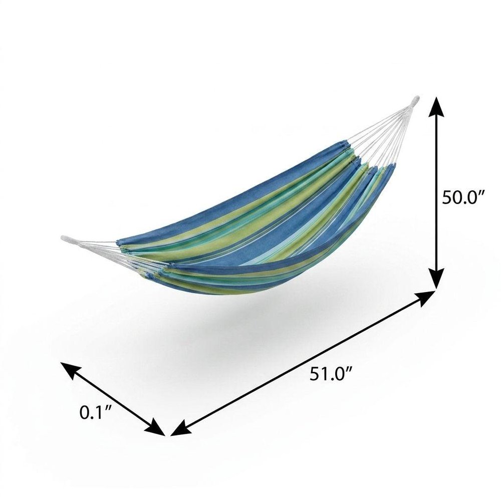 Blue Green And Yellow Striped Single Spreader Bar Hammock