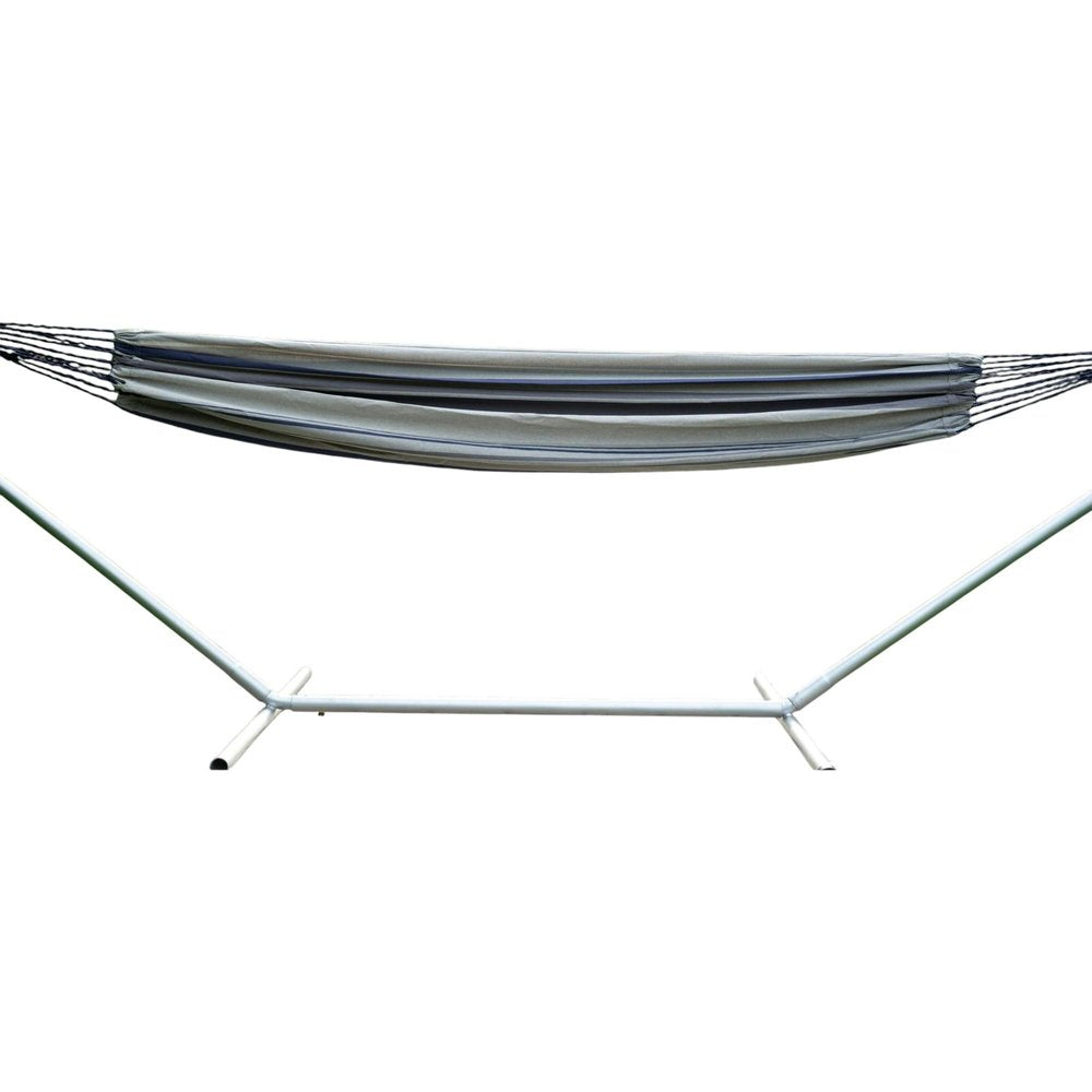 Gray Striped Single Spreader Bar Hammock on a white background