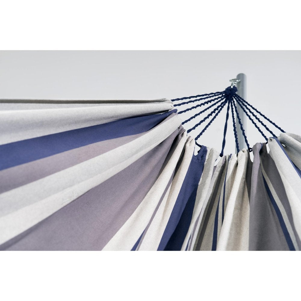 Gray Striped Single Spreader Bar Hammock on a white background
