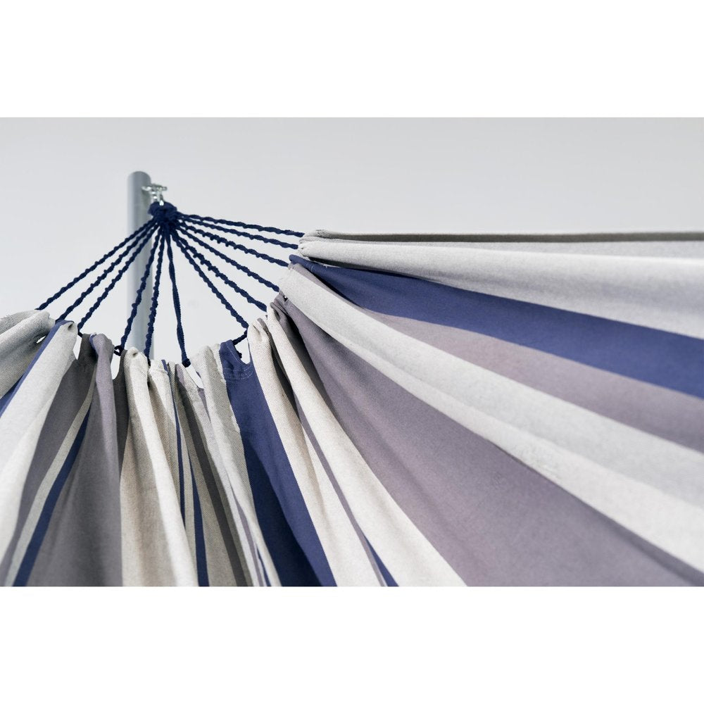 Gray Striped Single Spreader Bar Hammock on a white background