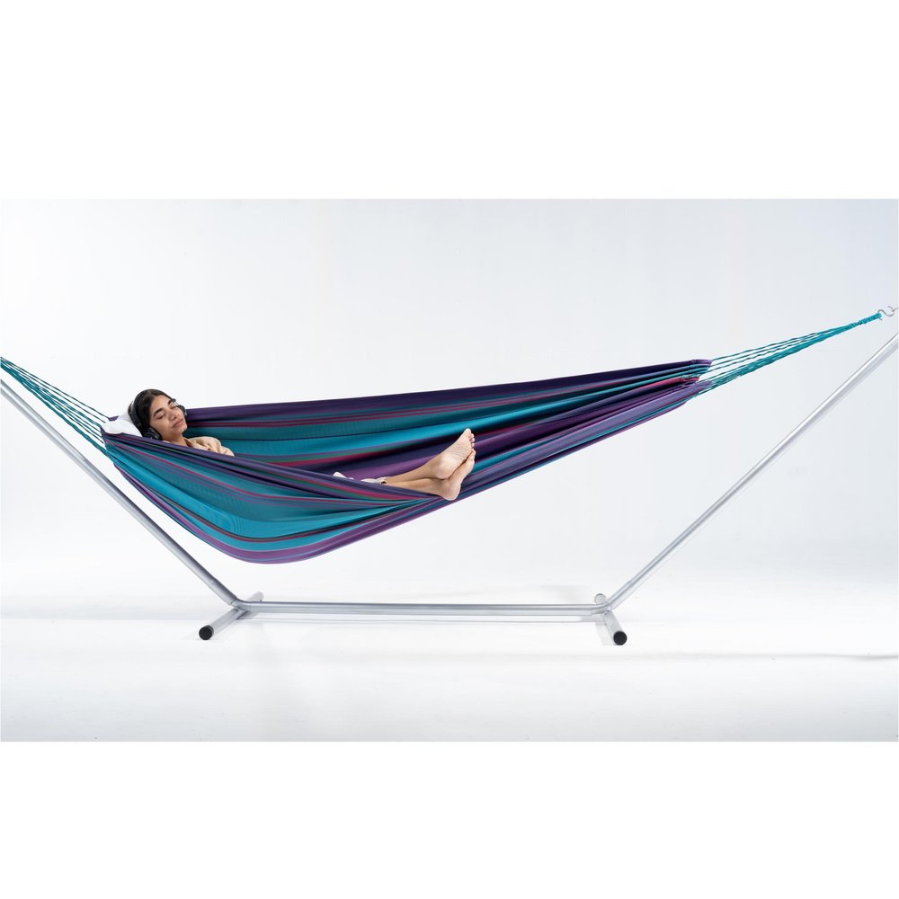 Blue And Purple Striped Single Spreader Bar Hammock