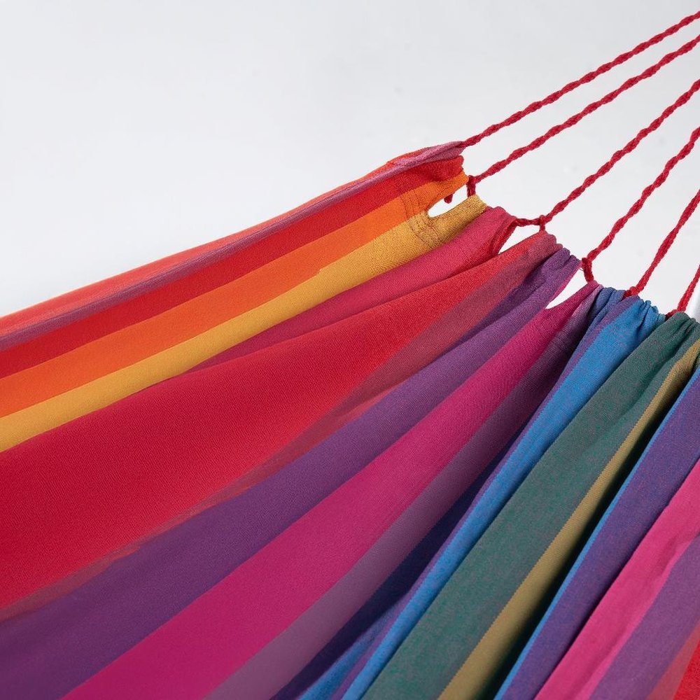 Pink Lavender Red And Yellow Striped Single Spreader Bar Hammock
