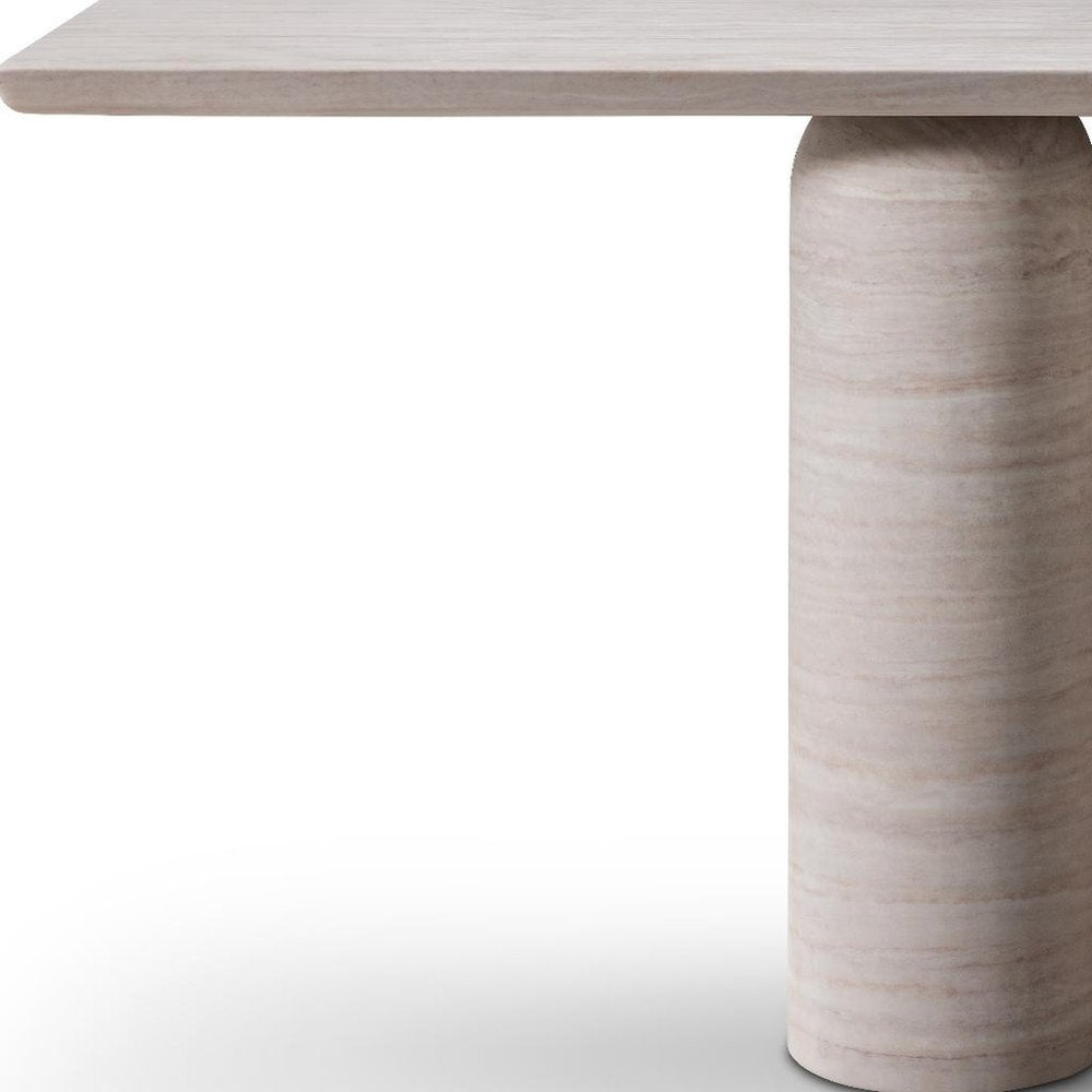 60" Beige Genuine Marble Pedestal Console Table. Console table in beige marble.
