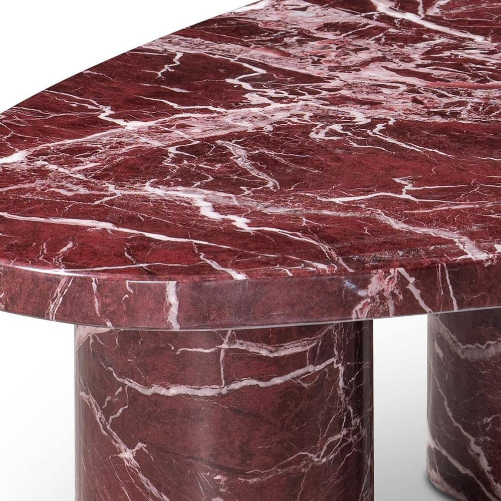 48" Red Genuine Marble and Marble Free Form Coffee Table