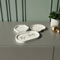 Set of Three Gold And White Resin Handmade Trinket Trays