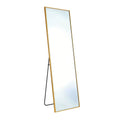 70" Gold Aluminum Freestanding And Wall Mounted Framed Full Length Mirror on a white background
