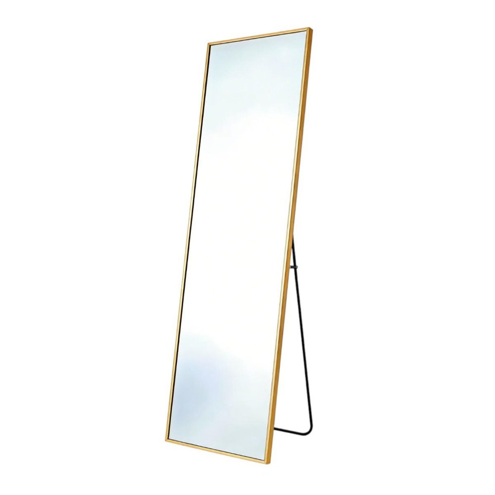 70" Gold Aluminum Freestanding And Wall Mounted Framed Full Length Mirror on a white background