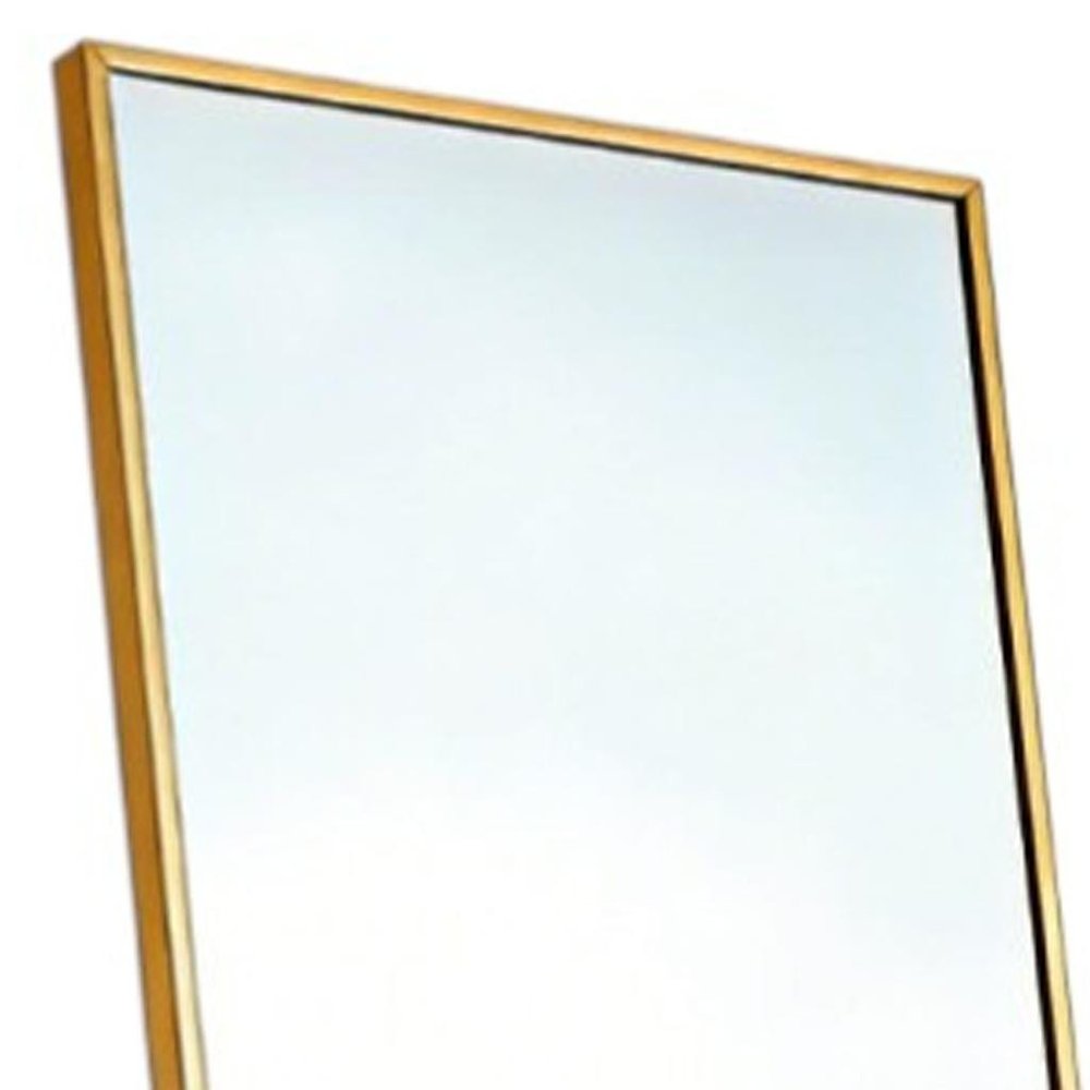 70" Gold Aluminum Freestanding And Wall Mounted Framed Full Length Mirror on a white background
