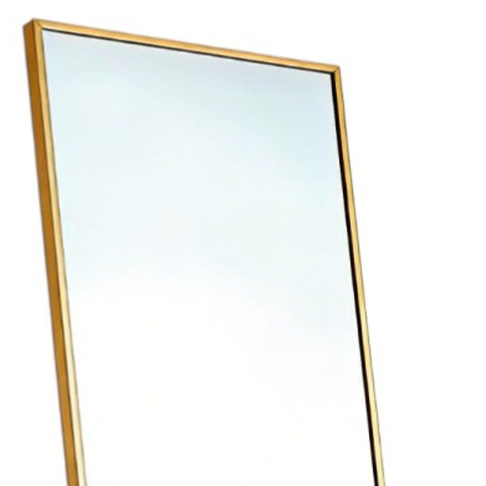 70" Gold Aluminum Freestanding And Wall Mounted Framed Full Length Mirror on a white background