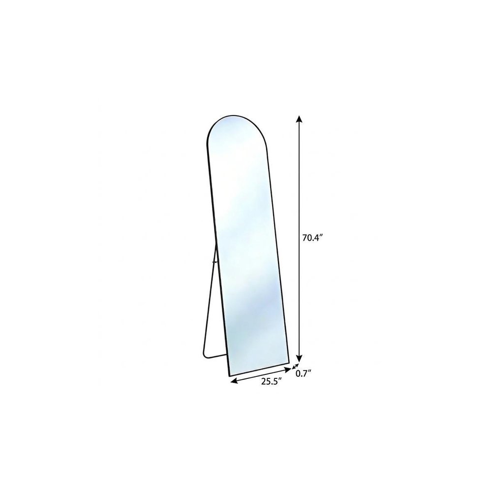 70" Black Aluminum Arch Freestanding And Wall Mounted Framed Full Length Mirror