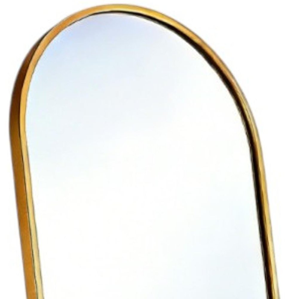 70" Gold Aluminum Arch Freestanding And Wall Mounted Framed Full Length Mirror on a white background