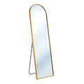 70" Gold Aluminum Arch Freestanding And Wall Mounted Framed Full Length Mirror on a white background