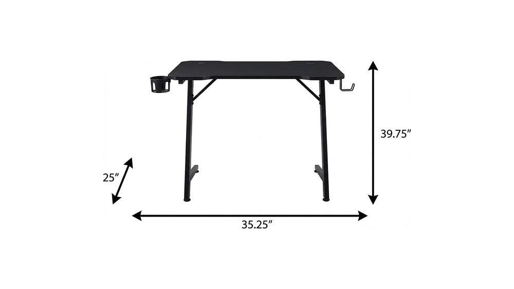 Adjustable Black Wood and Stainless Steel Rolling Writing Desk on a white background