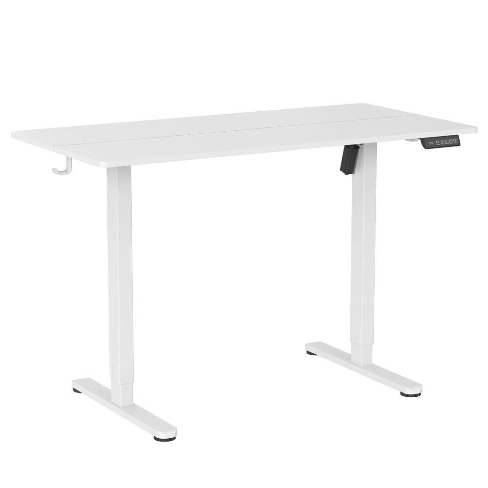 Adjustable Black Wood and Steel Standing Desk on a white background