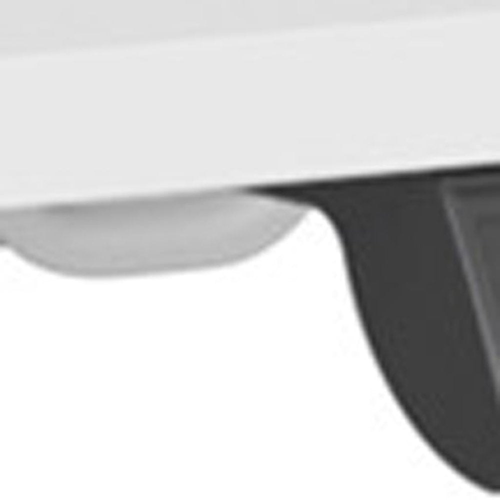 Adjustable Black Wood and Steel Standing Desk on a white background