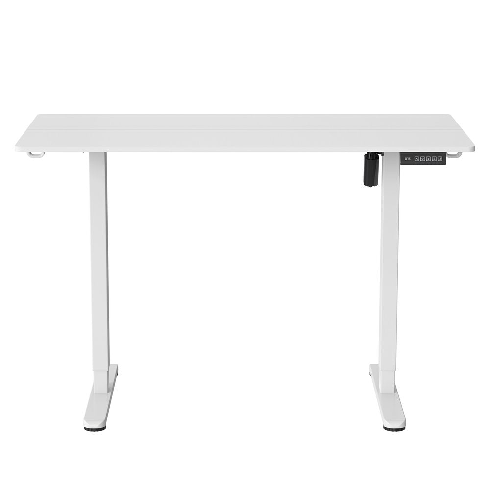 Adjustable Black Wood and Steel Standing Desk on a white background