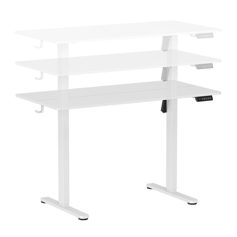 Adjustable Black Wood and Steel Standing Desk on a white background