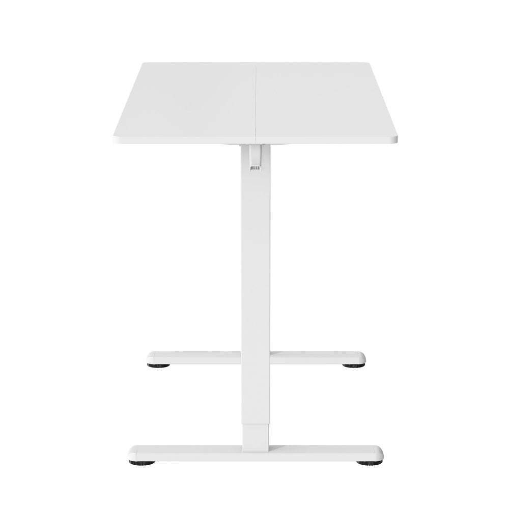 Adjustable Black Wood and Steel Standing Desk on a white background