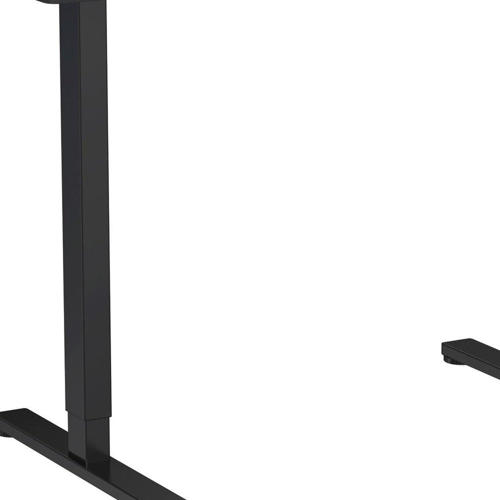 Adjustable Black Wood and Steel Standing Desk on a white background