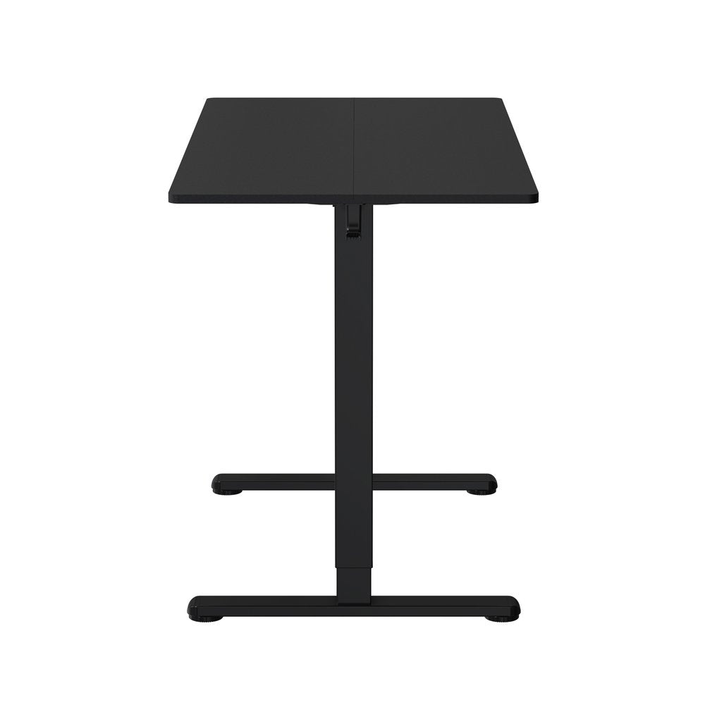 Adjustable Black Wood and Steel Standing Desk on a white background