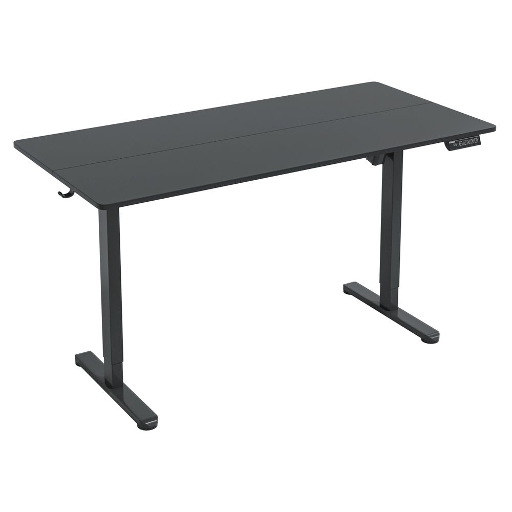 Adjustable Black Wood and Steel Standing Desk on a white background