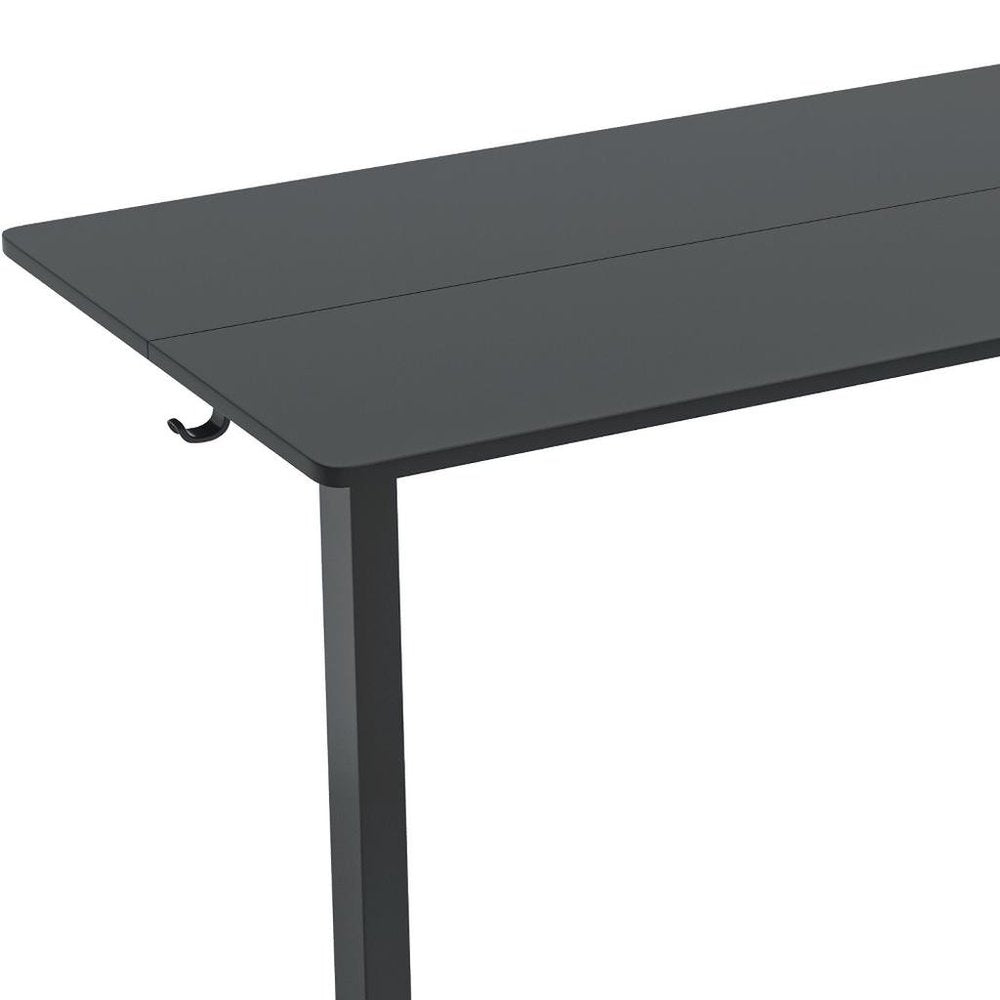 Adjustable Black Wood and Steel Standing Desk on a white background