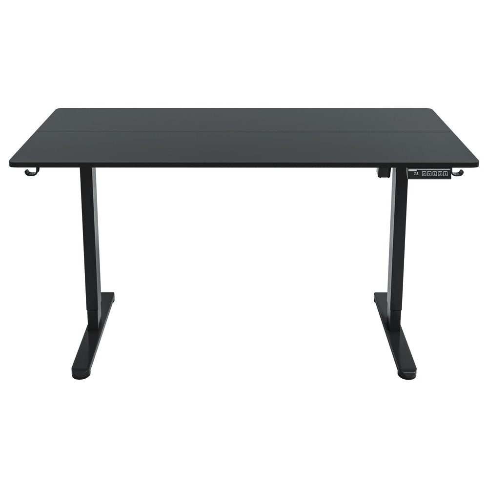 Adjustable Black Wood and Steel Standing Desk on a white background