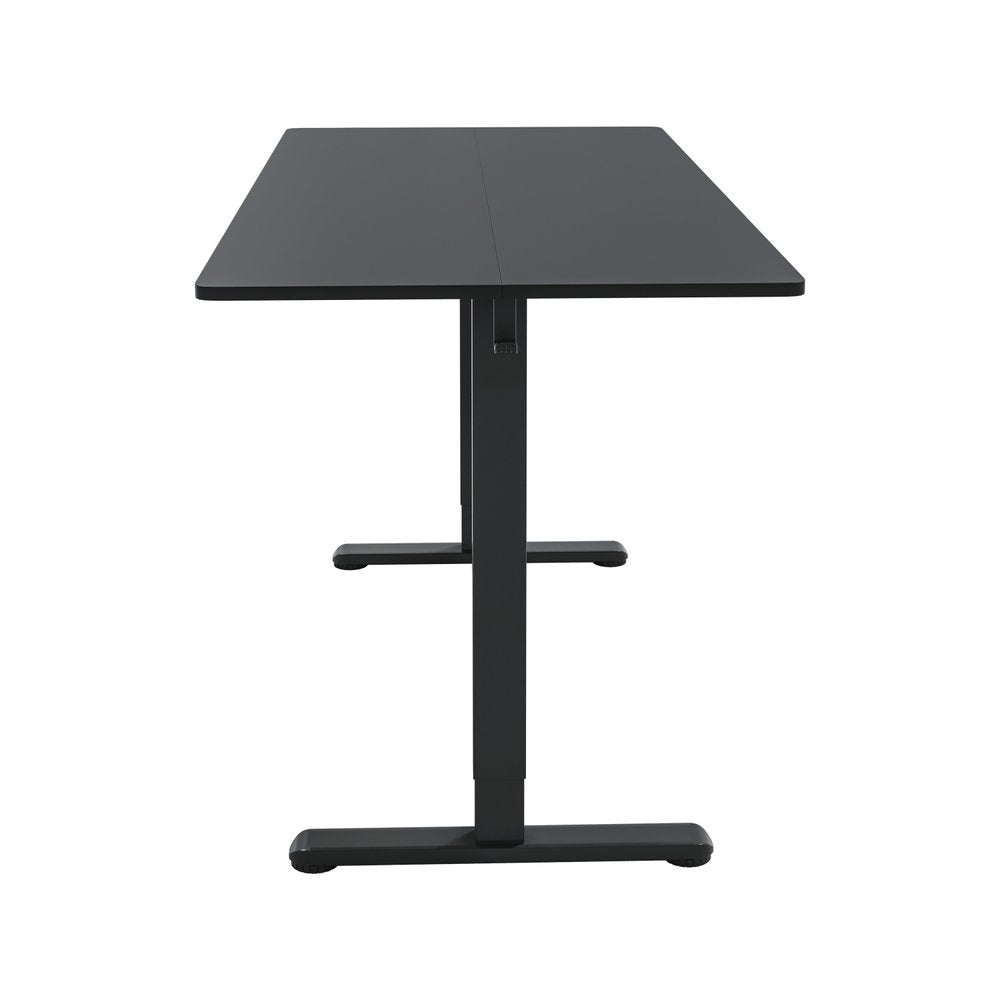 Adjustable Black Wood and Steel Standing Desk on a white background