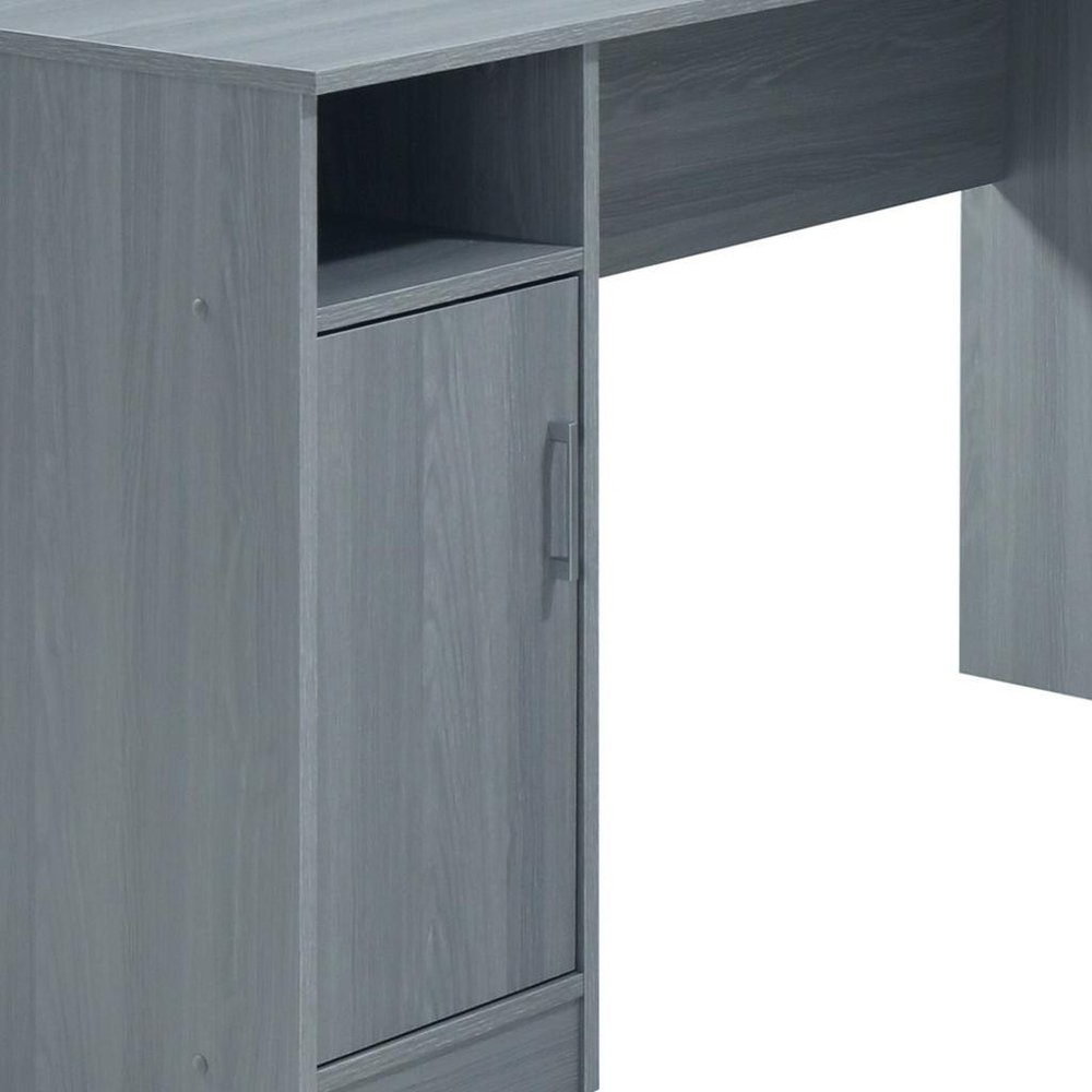 60" Gray Wood L Shape Pedestal Computer Desk With Two Drawers
