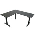 Adjustable Black Wood and Steel L Shape Standing Desk on a white background