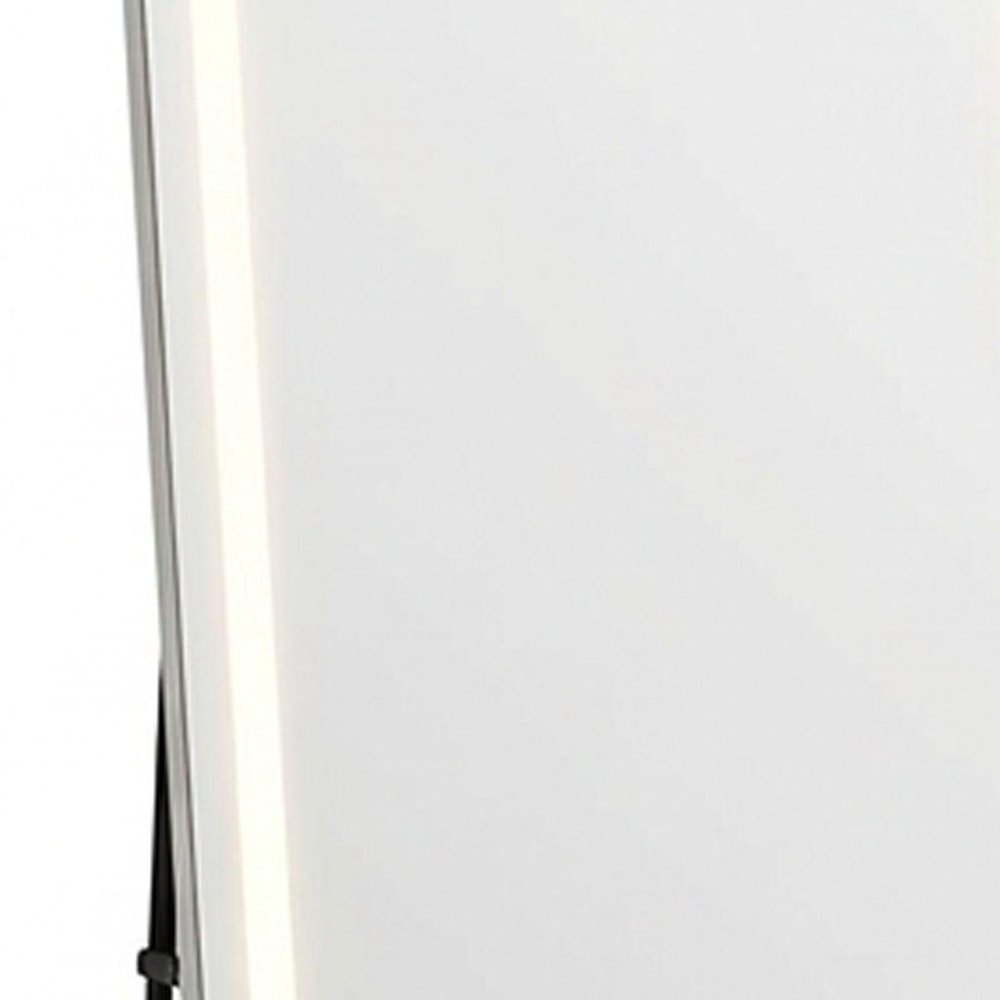 70" Silver Lighted Freestanding And Wall Mounted Framed Full Length Mirror on a white background