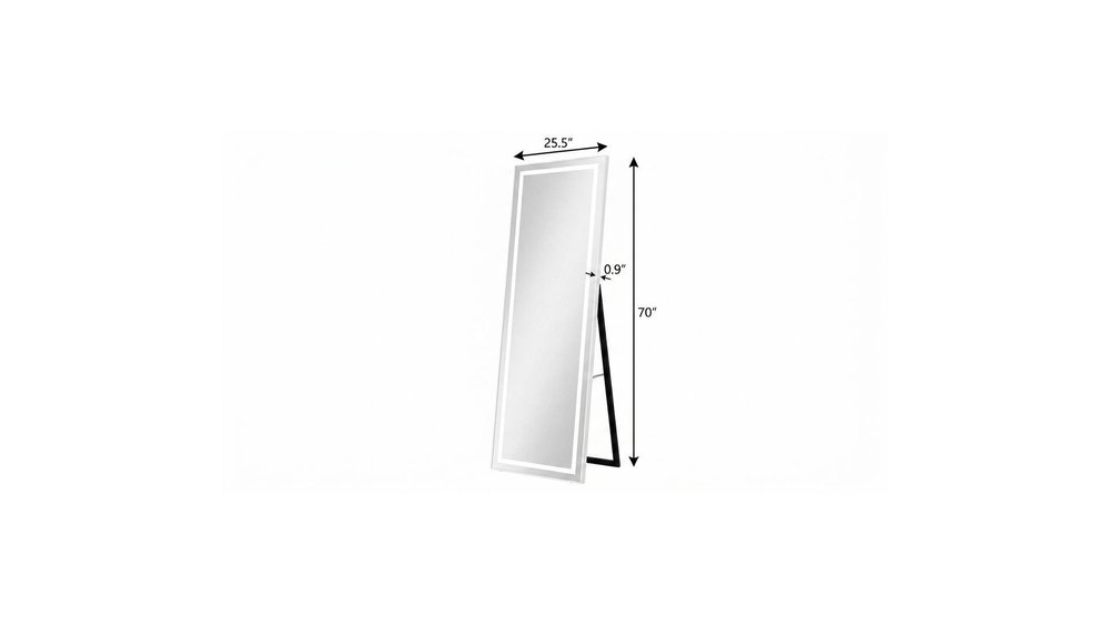 70" Silver Lighted Freestanding And Wall Mounted Framed Full Length Mirror