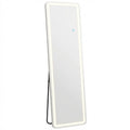 70" Silver Lighted Freestanding And Wall Mounted Framed Full Length Mirror on a white background
