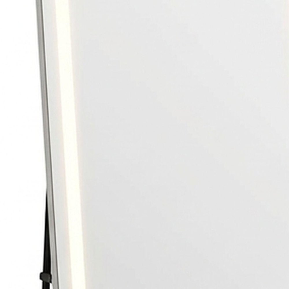 70" Silver Lighted Freestanding And Wall Mounted Framed Full Length Mirror on a white background