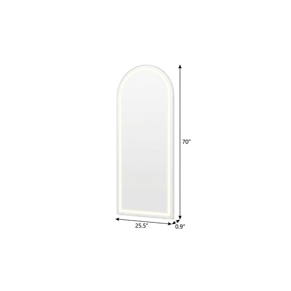 70" Silver Arch Lighted Freestanding And Wall Mounted Framed Full Length Mirror