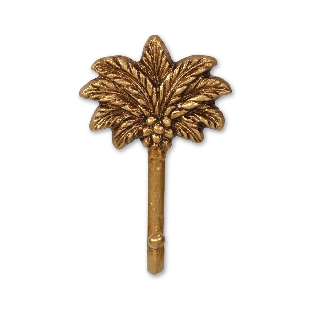 4" Antiqued Gold Cast Iron Palm Tree Wall Hook