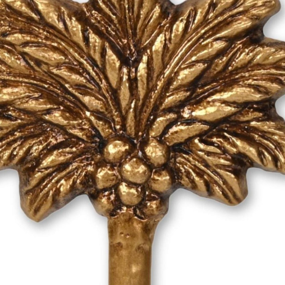 4" Antiqued Gold Cast Iron Palm Tree Wall Hook
