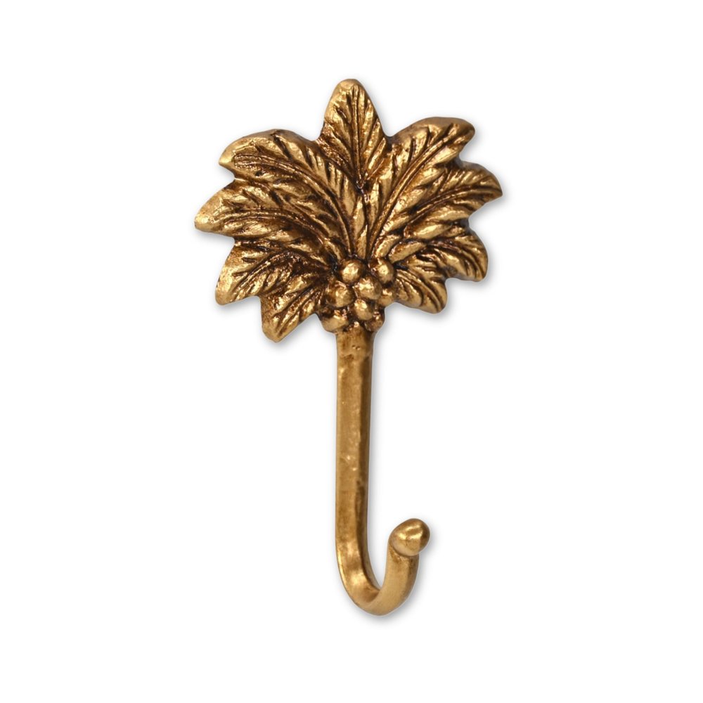4" Antiqued Gold Cast Iron Palm Tree Wall Hook