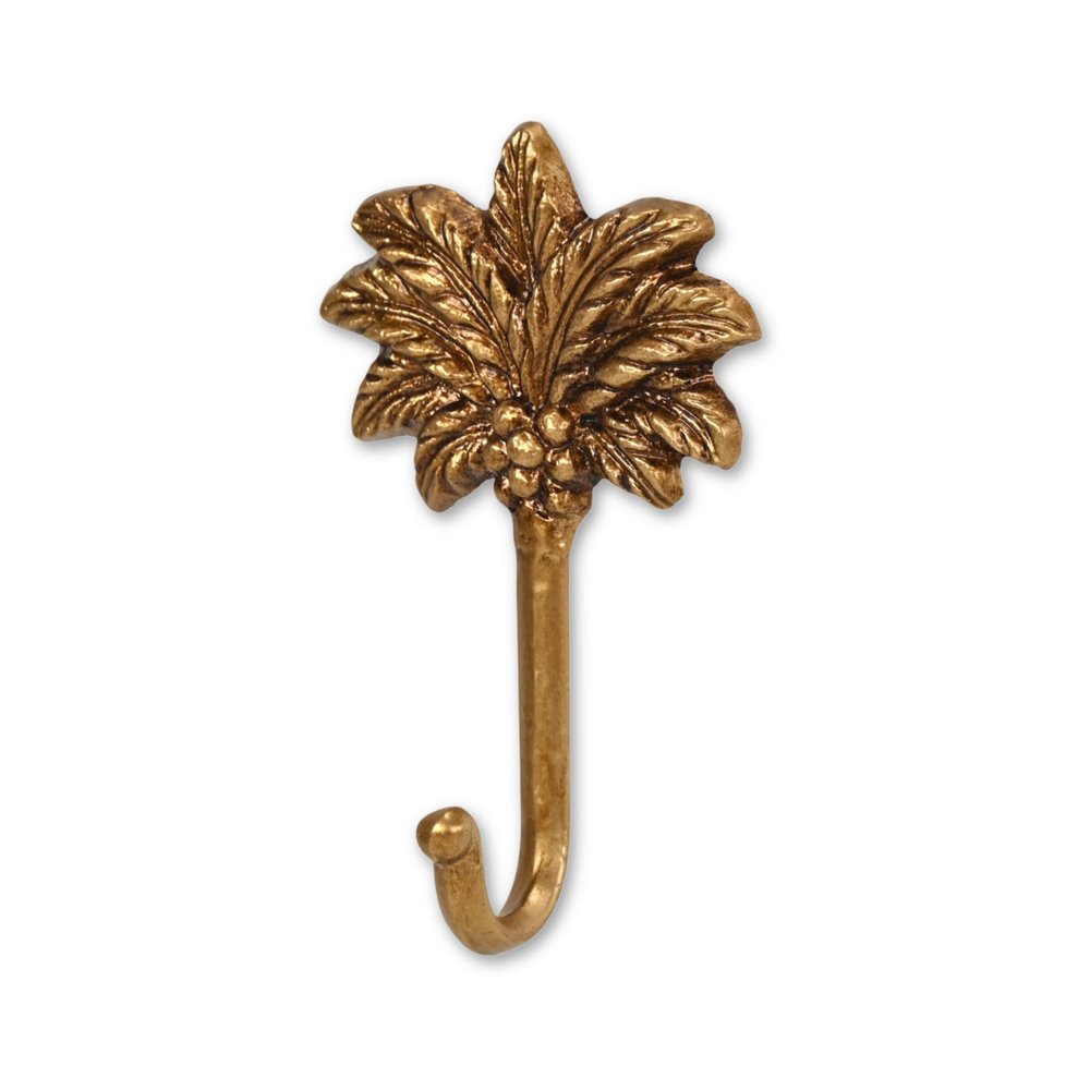 4" Antiqued Gold Cast Iron Palm Tree Wall Hook