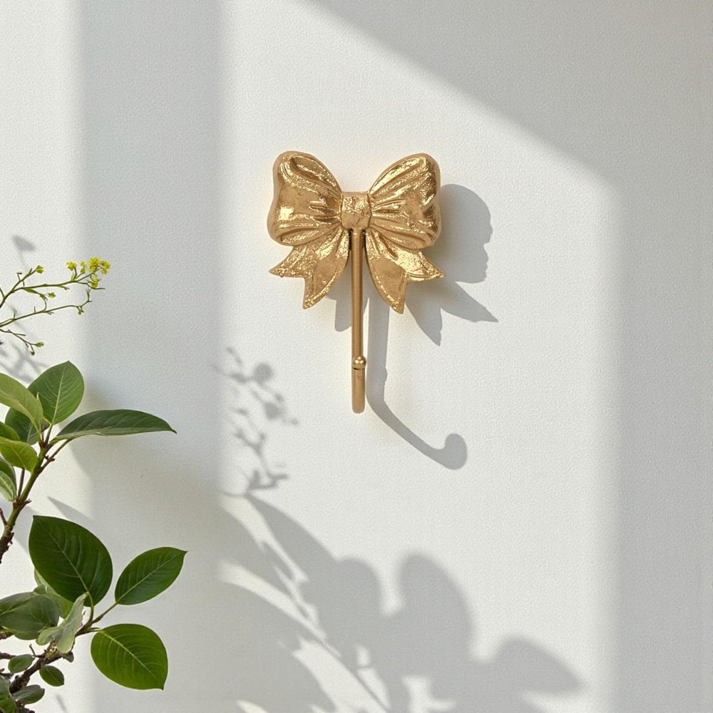 4" Gold Cast Iron Bow Wall Hook