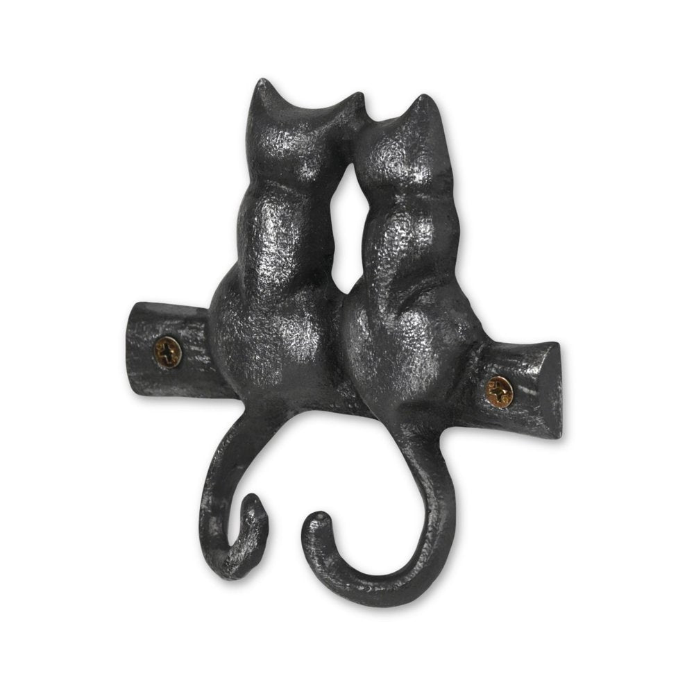 Two Hook 5" Black Cast Iron Cats Wall Hook
